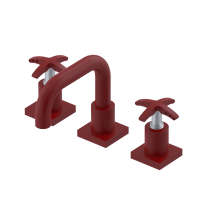 Rubinet Widespread Lav. Set. with Genesis spout (less drain) Maroon