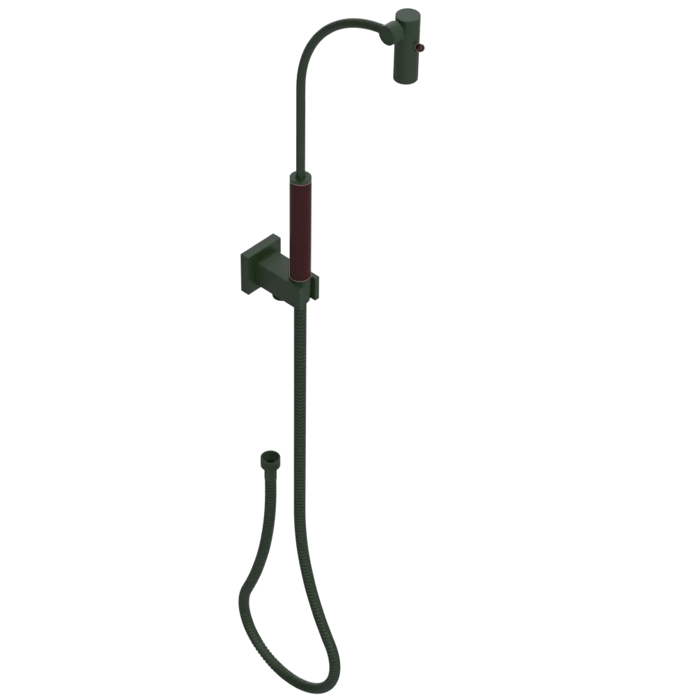 Rubinet Hand Held Shower Bidet with Extended Reach & Dual Function Spray Including Wall Bracket with Supply & Hose (Square) Green Envy