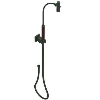 Rubinet Hand Held Shower Bidet with Extended Reach & Dual Function Spray Including Wall Bracket with Supply & Hose (Square) Green Envy