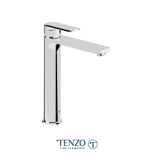 Tall single hole lavatory faucet with drain