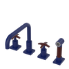 Rubinet Widespread Kitchen Set with Genesis Spout with Hand Spray Midnight Blue
