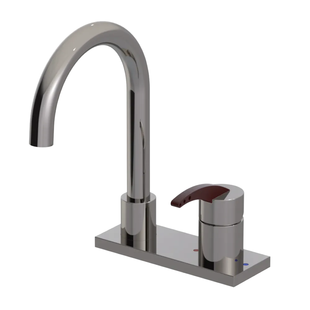 Rubinet 4" Centre Single Control Lav. Set. (less drain) Polished Nickel