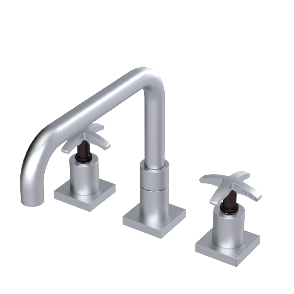 Rubinet Widespread Kitchen Set with Genesis Spout Satin Chrome