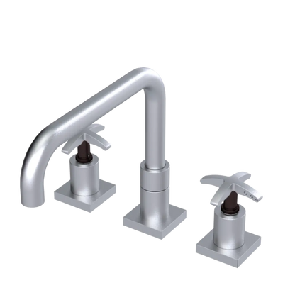 Rubinet Widespread Kitchen Set with Genesis Spout Satin Chrome
