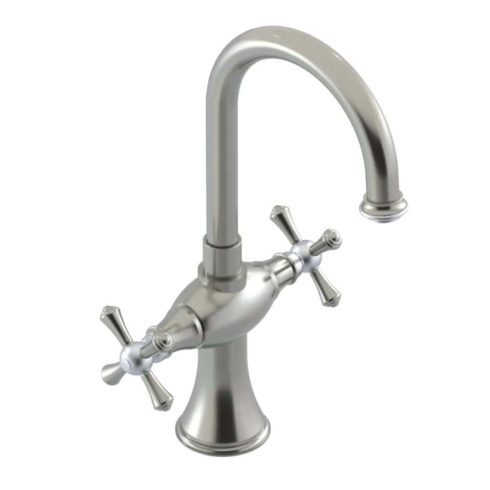 Rubinet Single Hole Dual Handle Lav. Set. (less drain) Satin Nickel