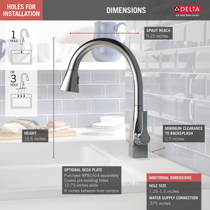 Delta Single Handle Pull-Down Kitchen Faucet with ShieldSpray