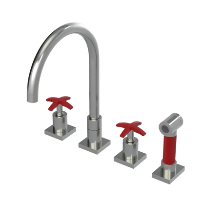 Rubinet Widespread Kitchen Set with Hand Spray Satin Nickel