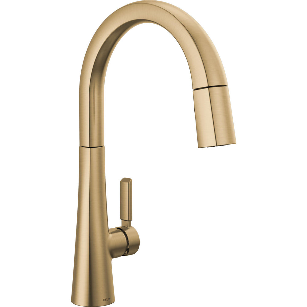 Monrovia Single Handle Pull-down Kitchen Faucet In Chrome Lumicoat - Champagne Bronze