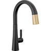 Monrovia Single Handle Pull-down Kitchen Faucet In Chrome Lumicoat - Matte Black/Champagne Bronze