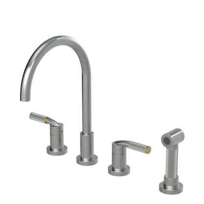 Rubinet Widespread Kitchen Set with Hand Spray Satin Nickel