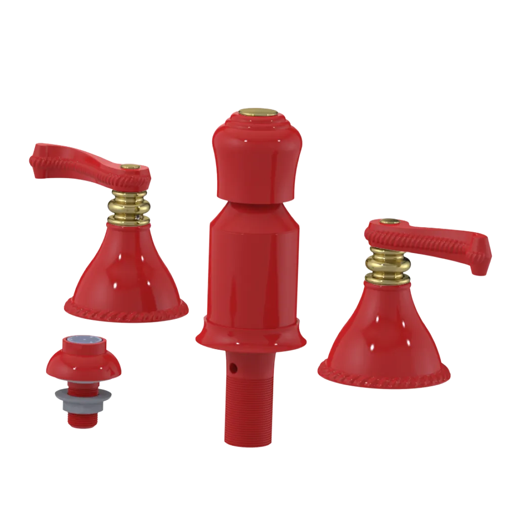 Rubinet Bidet Fitting with Spray, Diverter, and Vacum Breaker (Less Drain) Red