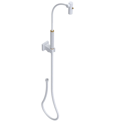 Rubinet Hand Held Shower Bidet with Extended Reach & Dual Function Spray Including Wall Bracket with Supply & Hose (Square) White