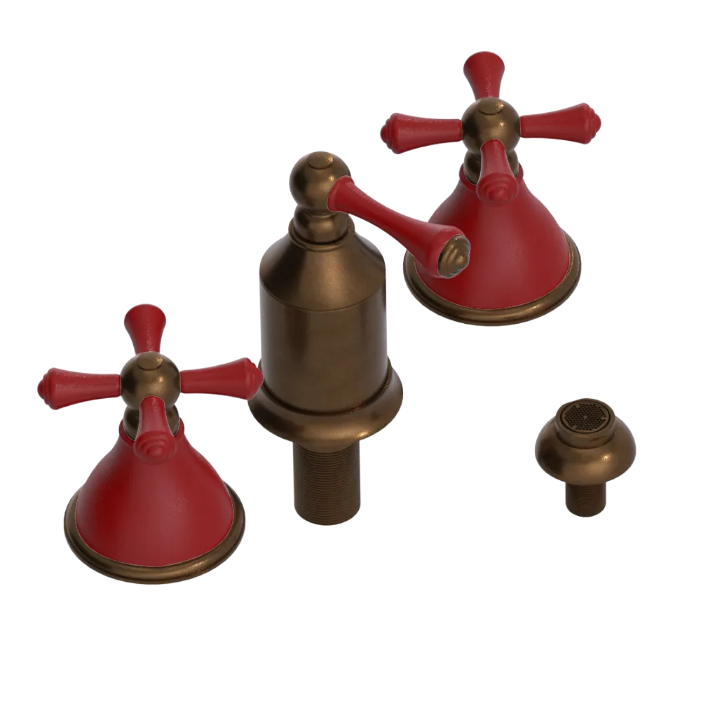 Rubinet Bidet Fitting with Spray, Diverter, and Vacum Breaker (Less Drain) Tuscan Brass