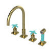 Rubinet Widespread Kitchen Set with Hand Spray Natural Brass