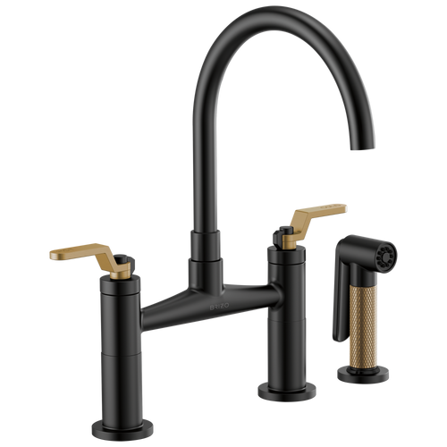 Brizo Bridge Faucet With Arc Spout And Industrial Handle