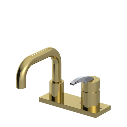 Rubinet 4" Centre Single Control Lav. Set. with Genesis spout (less drain) Natural Brass