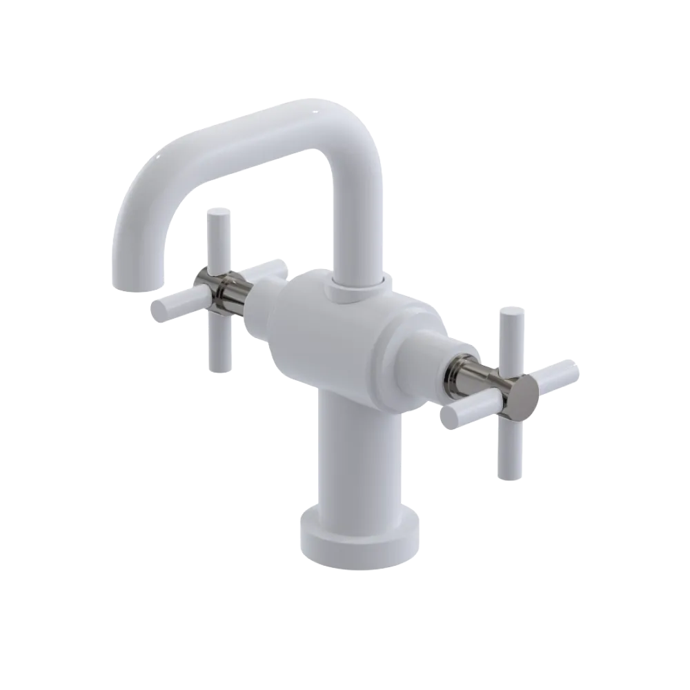 Rubinet Single Hole Dual Handle Lav. Set. (less drain) White