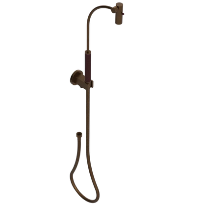Rubinet Hand Held Shower Bidet with Extended Reach & Dual Function Spray Including Wall Bracket with Supply & Hose (Round) Tuscan Brass
