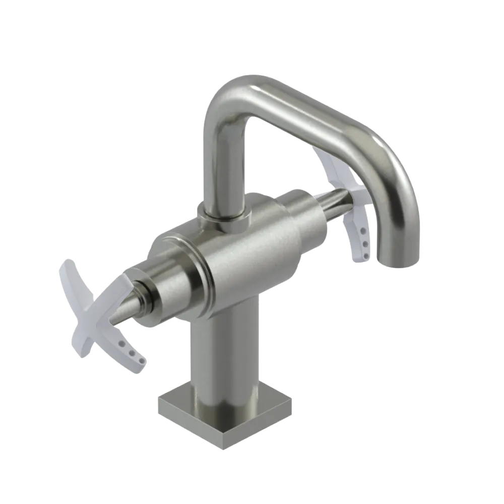 Rubinet Single Hole Dual Handle Lav. Set. with Genesis spout (less drain) Satin Nickel