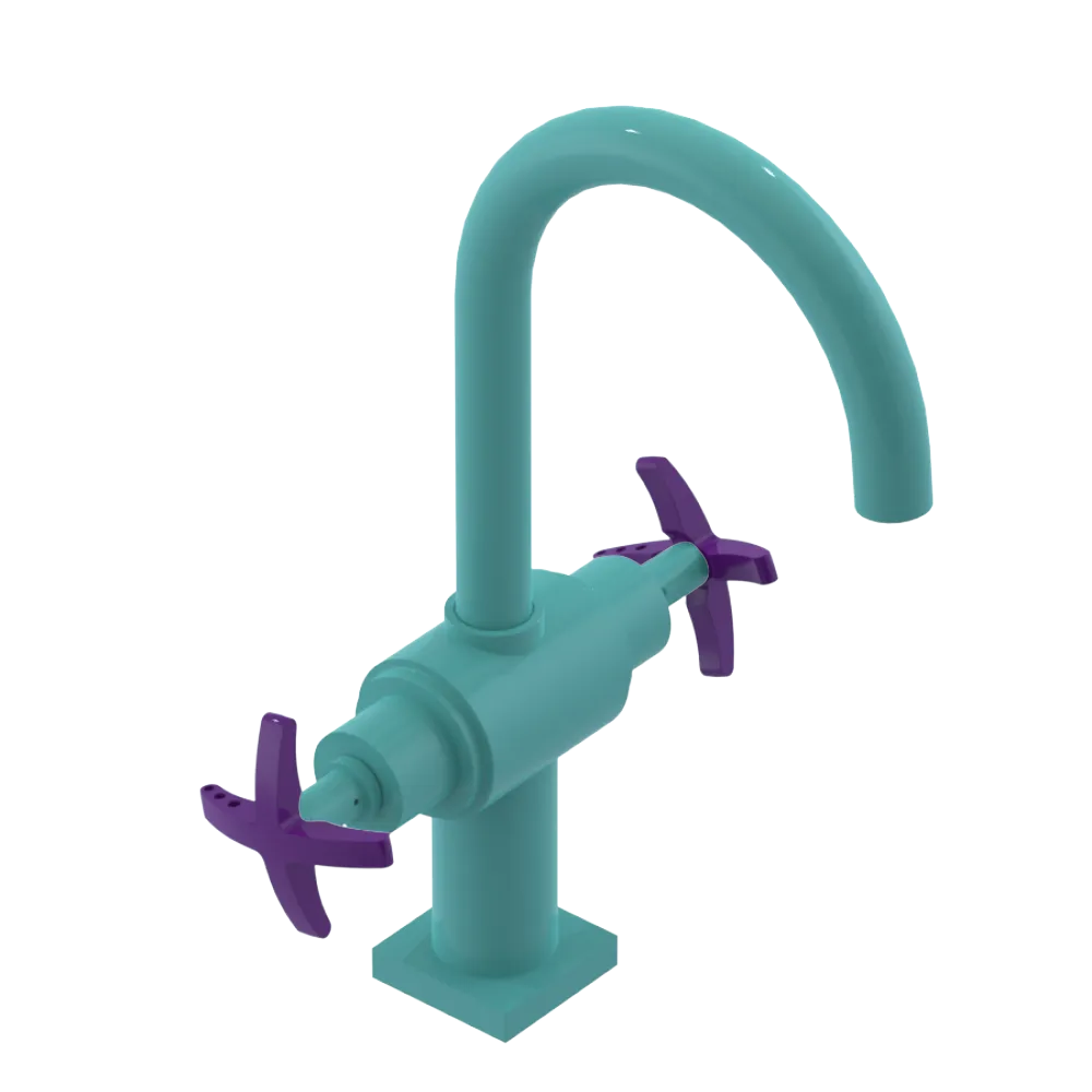 Rubinet Single Hole Dual Handle Lav. Set. (less drain) Aqua