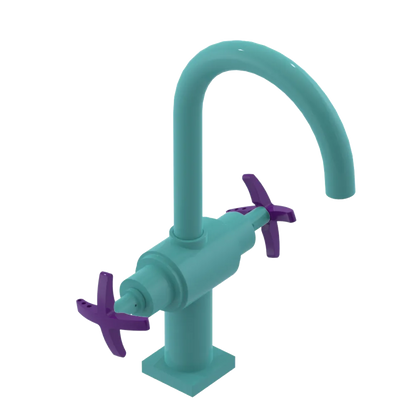 Rubinet Single Hole Dual Handle Lav. Set. (less drain) Aqua