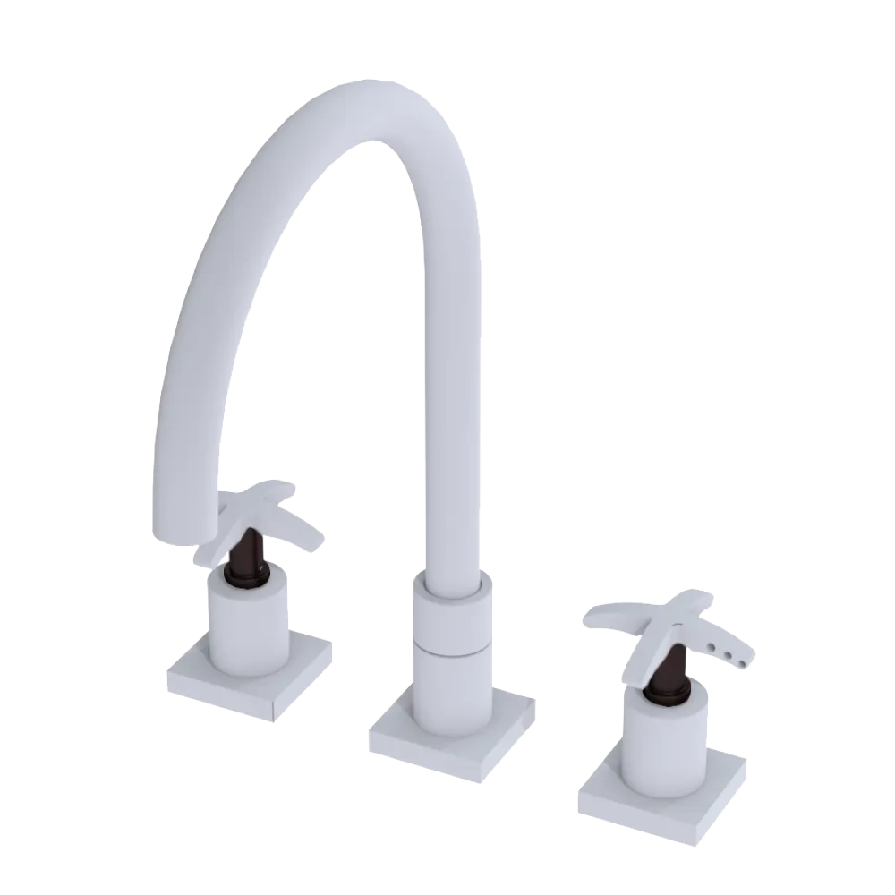 Rubinet Widespread Kitchen Set Matt White