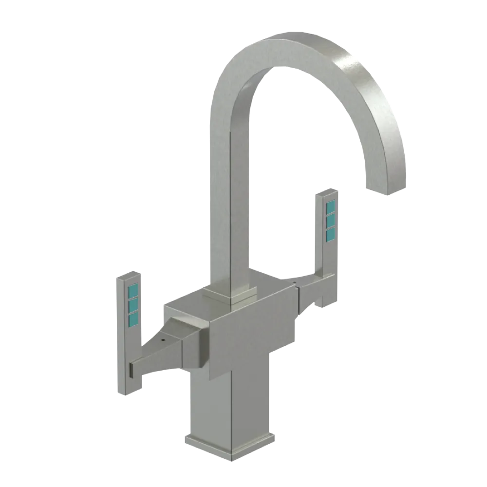 Rubinet Single Hole Dual Handle Lav. Set. (less drain) Satin Nickel