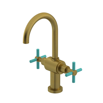 Rubinet Single Hole Dual Handle Lav. Set with LaSalle Spout (less drain) Antique Brass Matt