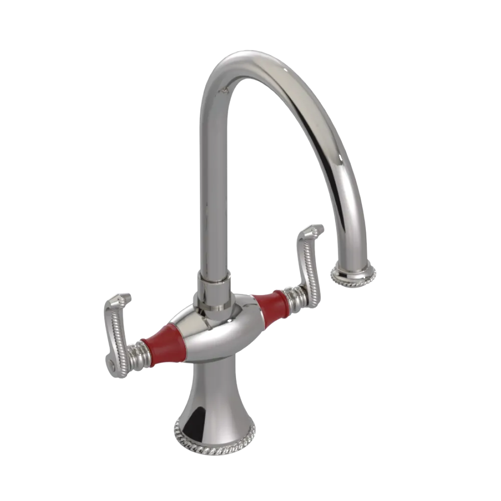 Rubinet Two Handle Single Hole Kitchen Set Polished Nickel