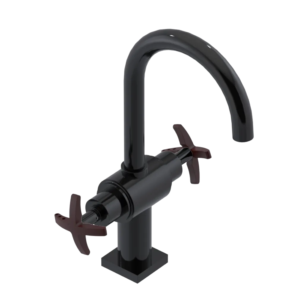 Rubinet Single Hole Dual Handle Lav. Set. (less drain) Black