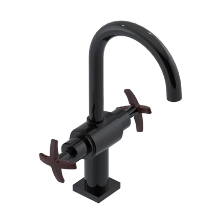 Rubinet Single Hole Dual Handle Lav. Set. (less drain) Black
