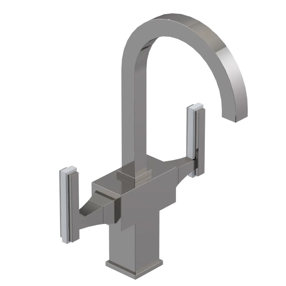 Rubinet Single Hole Dual Handle Lav. Set. (less drain) Polished Nickel