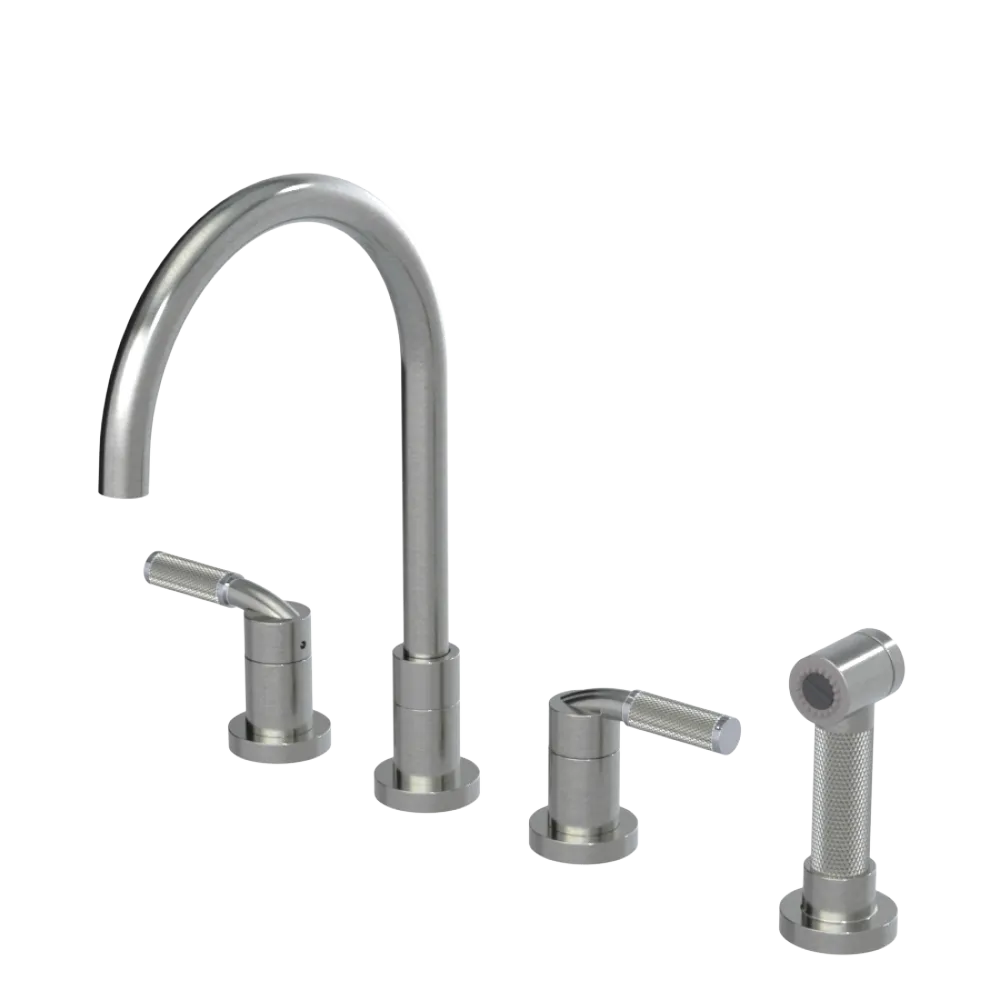 Rubinet Widespread Kitchen Set with Hand Spray Satin Nickel