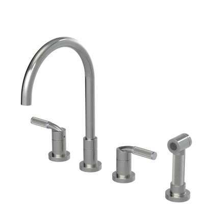 Rubinet Widespread Kitchen Set with Hand Spray Satin Nickel