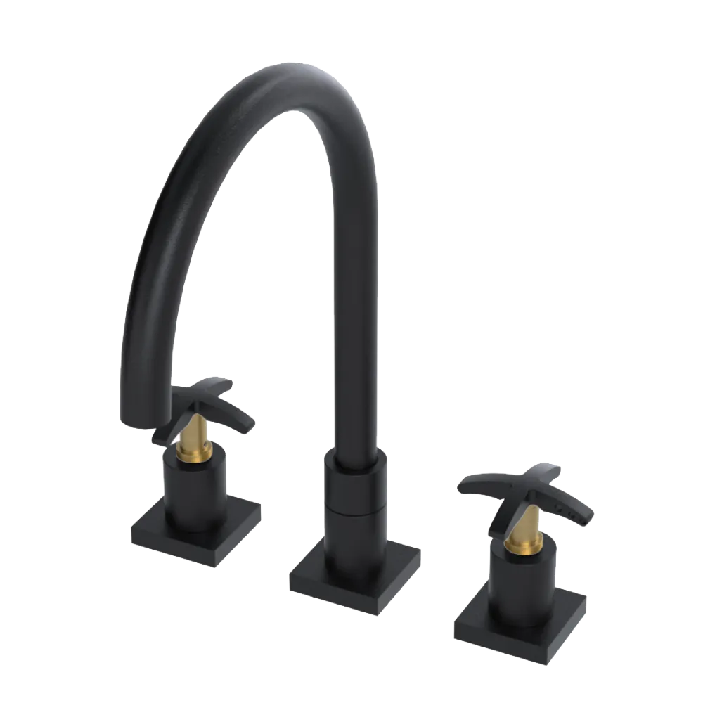 Rubinet Widespread Kitchen Set Matt Black
