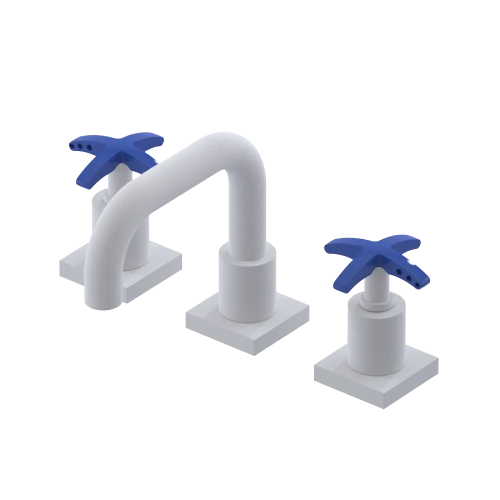 Rubinet Widespread Lav. Set. with Genesis spout (less drain) Matt White