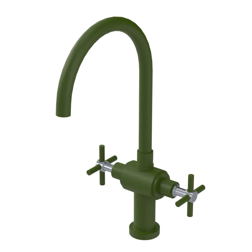 Rubinet Two Handle Single Hole Kitchen Set with LaSalle Spout Green Envy