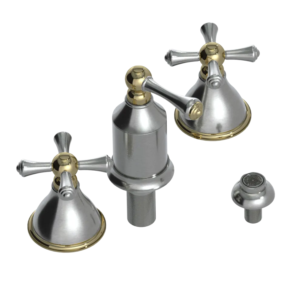 Rubinet Bidet Fitting with Spray, Diverter, and Vacum Breaker (Less Drain) Satin Nickel