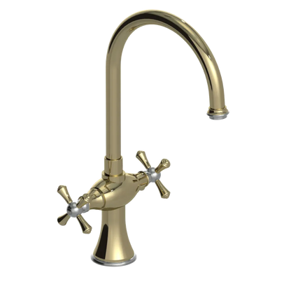 Rubinet Two Handle Single Hole Kitchen Set Natural Brass
