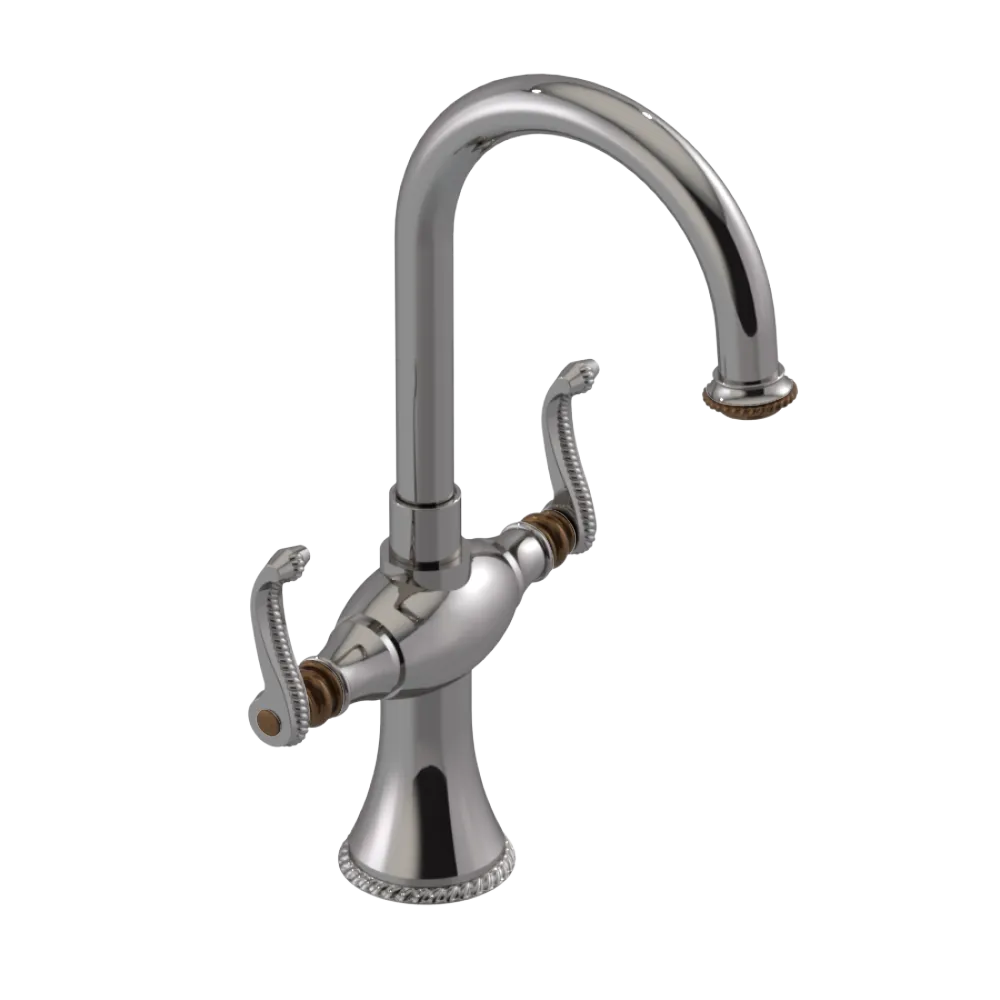 Rubinet Single Hole Dual Handle Lav. Set. (less drain) Polished Nickel