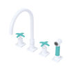 Rubinet Widespread Kitchen Set with Hand Spray White