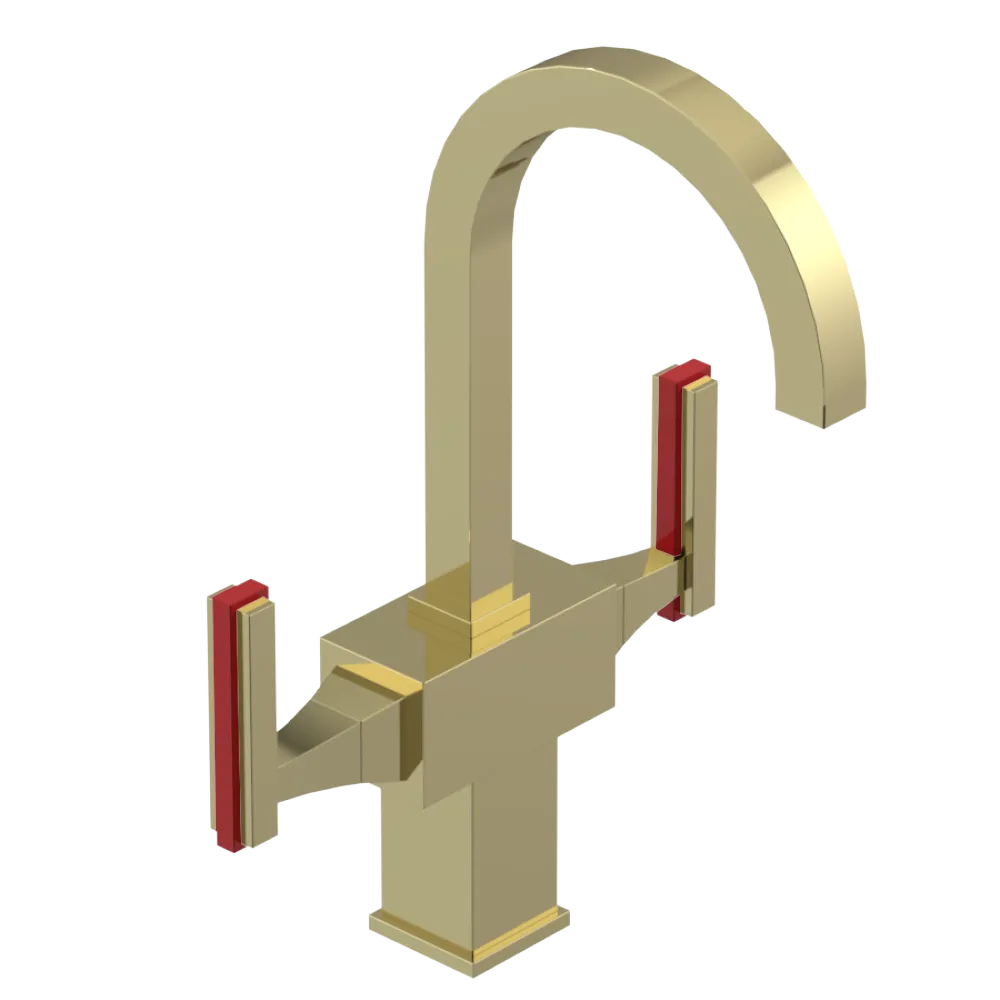 Rubinet Single Hole Dual Handle Lav. Set. (less drain) Gold