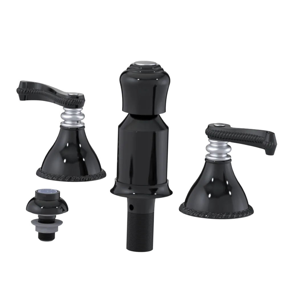 Rubinet Bidet Fitting with Spray, Diverter, and Vacum Breaker (Less Drain) Black