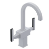 Rubinet Single Hole Dual Handle Lav. Set. (less drain) White