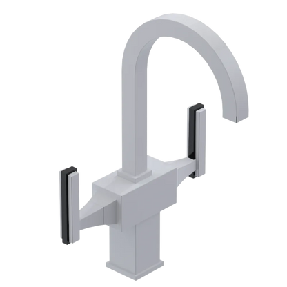 Rubinet Single Hole Dual Handle Lav. Set. (less drain) White