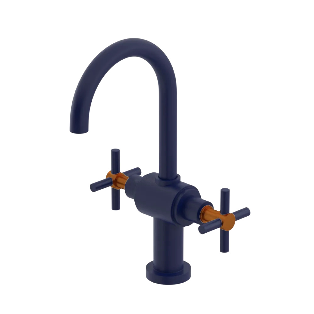Rubinet Single Hole Dual Handle Lav. Set with LaSalle Spout (less drain) Midnight Blue