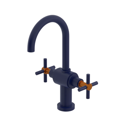Rubinet Single Hole Dual Handle Lav. Set with LaSalle Spout (less drain) Midnight Blue
