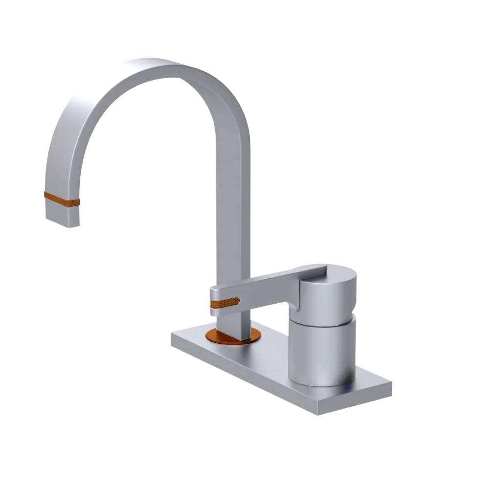 Rubinet 4" Centre Single Control Lav. Set (less drain) Satin Chrome