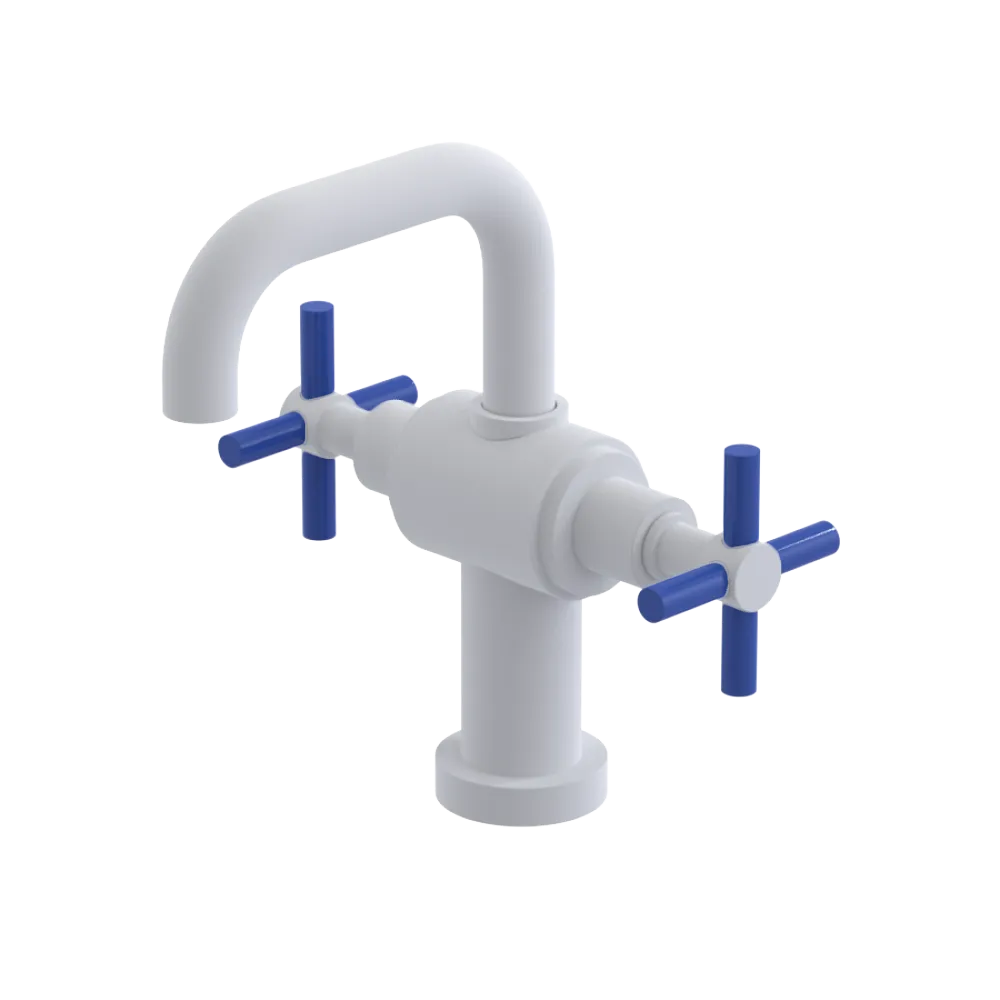 Rubinet Single Hole Dual Handle Lav. Set. (less drain) Matt White