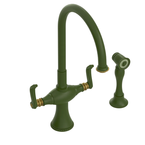 Rubinet Two Handle Single Hole Kitchen Set with Hand Spray Green Envy